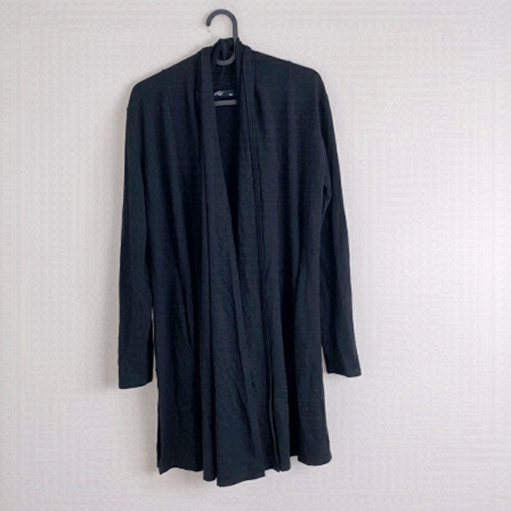 𝅺lnbf Bamboo Long Line Open Cardigan Black